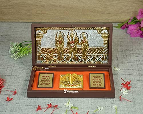 GoldGiftIdeas 24 KARÁTOS Aranyozott Ram Darbar Képkeret Charan Paduka, Esküvői Vissza Ajándék, Ayodhya Nandan Fa Percben