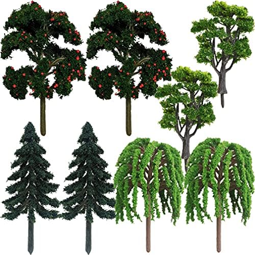 Dioráma Kellékek Modell Miniatűr Műanyag Játék Erdei Fák Bokrok Esőerdő Növény Kézműves Vonat Táj Szomorúfűz Alma, Cédrus