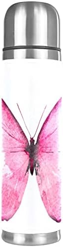 Rozsdamentes Acél-Vákuum Szigetelt Bögre, Akvarell Rózsaszín Pillangó Nyomtatás Termosz Palack a Hideg-Meleg Italok a Gyerekek