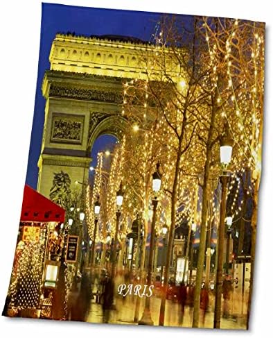 3dRose Arc De Triomphe Párizs Éji a Nyaralás Ideje, Törölközőt, 15 x 22, Fehér