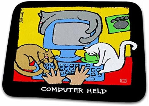 3dRose Számítógép Segítők, Rajzfilm, Macska, Macskák, Cica, Vicces macskák. - Étel, Szárítás, Szőnyeg (ddm-36675-1)