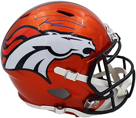 Russell Wilson Aláírt Denver Broncos Teljes Méretű Sebesség Flash NFL Sisak - Dedikált NFL Sisak
