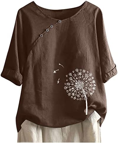 Blúz Kombiné Tshirt a Hölgyek, Ősszel, Nyáron 2023 Ágynemű Pamut Sleeve Grafikus Balek Vékony Tunika Társalgó Tee