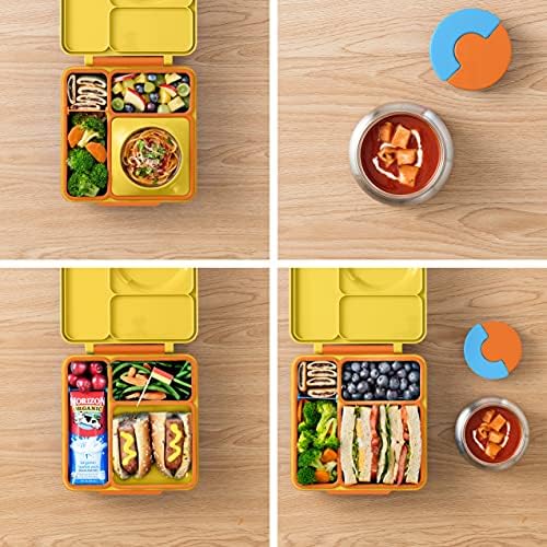 OmieBox Bento Box Gyerekeknek - Szigetelt Bento Ebéd Doboz szivárgásmentes Termosz Élelmiszer-Jar - 3 Rekesz, Két Hőmérsékleti