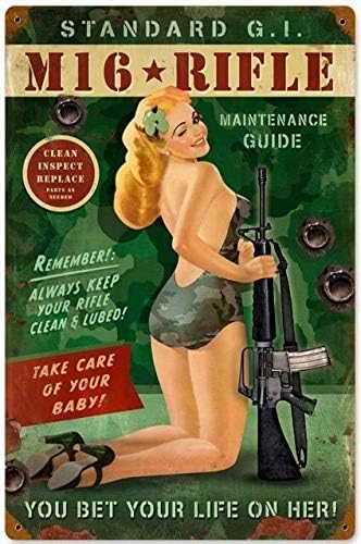 Maizeco M16 Lány Vintage Fém Adóazonosító Jel 8 x 12 Inch Emléktábla Plakát Szoba Kocsma, Bolt, Éttermek, Szexi, Fali Dekor