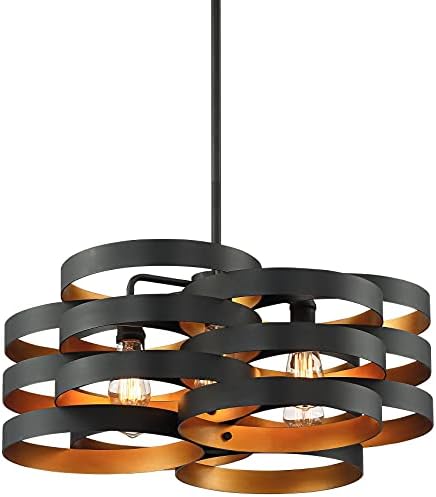Possini Euro Design Zia Fekete Arany Lógó Fém Csillár Világítás 25 1/2 Széles Modern Ipari 6-Light Lámpatest Étkező, Ház,
