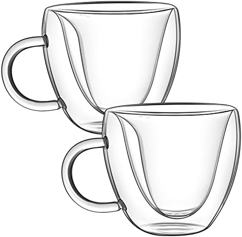 AZSCYN Készlet 2 Csomag Kreatív Szív Alakú Design Dupla Réteg szív Csésze Fogantyú tej csésze tea, kávé bögre Kávé Szerelmeseinek