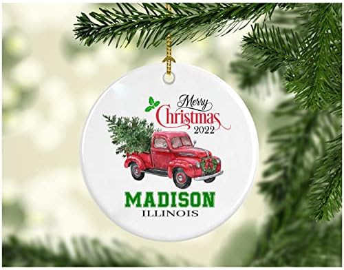 Karácsonyi Dekoráció Fa Boldog Karácsonyt 2022 Madison Illinois Dísz, Vicces Ajándék, Karácsonyi Ünnep, mint egy Család,
