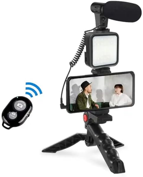 Élő Streaming Videó Mikrofon Készlet Kondenzátor Puska Mikrofon YouTube TikTok Vlogging Telefon Kamera LED Vlogging Stúdió