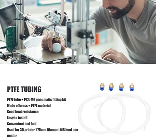 Hilitand PTFE Cső Pneumatikus PTFE Csövek Kit 3D-s Nyomtató Kellékek, Réz PC4-M6-os Pneumatikus Egyenes összekötő