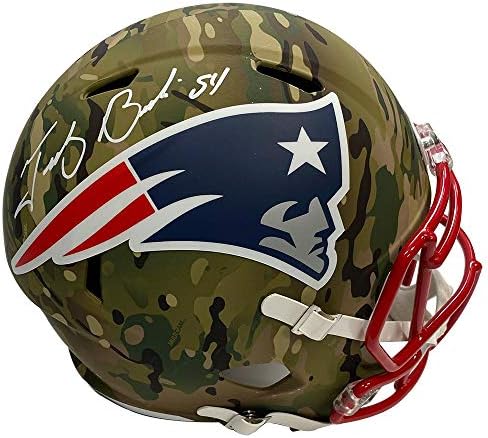 Tedy Bruschi Autogramot Sisak Replika Camo Sebesség - Dedikált NFL Sisak