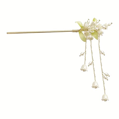 Lily Virág Haj Stick Hajtű Haj Pálcika a Nők Gyöngy, Strasszos Virág Haj Tartozékok Vintage Tassel Kézzel készített Ékszerek