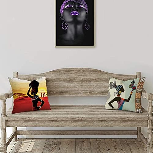 RABUSOFA Afrikai Dekor Párna, Takaró Készlet 4,Indiai-Amerikai-Nők Dekoratív Párnák Párnákat 18x18,Afrikai Művészet Print