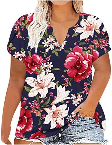 Plus Size Maximum a Nők Hawaii Tshirts 2023 Divatos Nyári Tunika Maximum virágmintás Strand Bohém Szirom Ujjú Blúz
