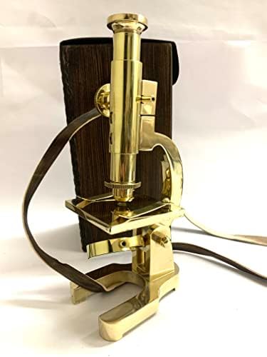 SAYRA NAUTICALSS Réz Mikroszkóp Tanulói Mikroszkóp 7 Hüvelykes Vintage Típusú Bőr borítású heavey Minőségi Mikroszkóp 10X-es