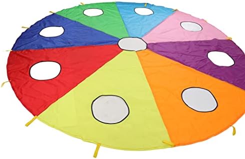 Drfeify Esernyő Ejtőernyős Playset Gyerekeknek 9 Lyuk 305cm Kör Alakú Felfújható Stick Tégla Játék, Kültéri Készségek Fejlesztése