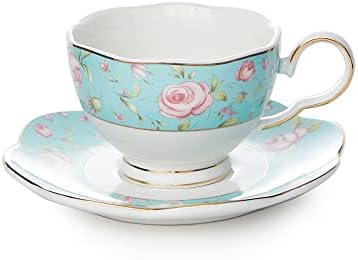 MOSTDEN Finom porcelán teáscsésze 6-Darab, a Csésze Kávé/Tea Csésze Készlet,2 Csésze 2 Csészealjak 2 Teáskanál Vintage Teás