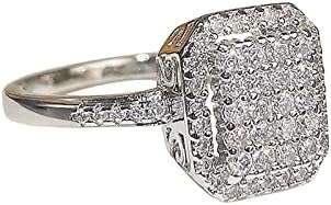 Gyanta Gyűrűk Mérete 8 Kitűnő Teljes Gyémánt Tér Cirkónia Esküvői Gyűrű Eljegyzési Ékszert Ajándék (Ezüst, 6)