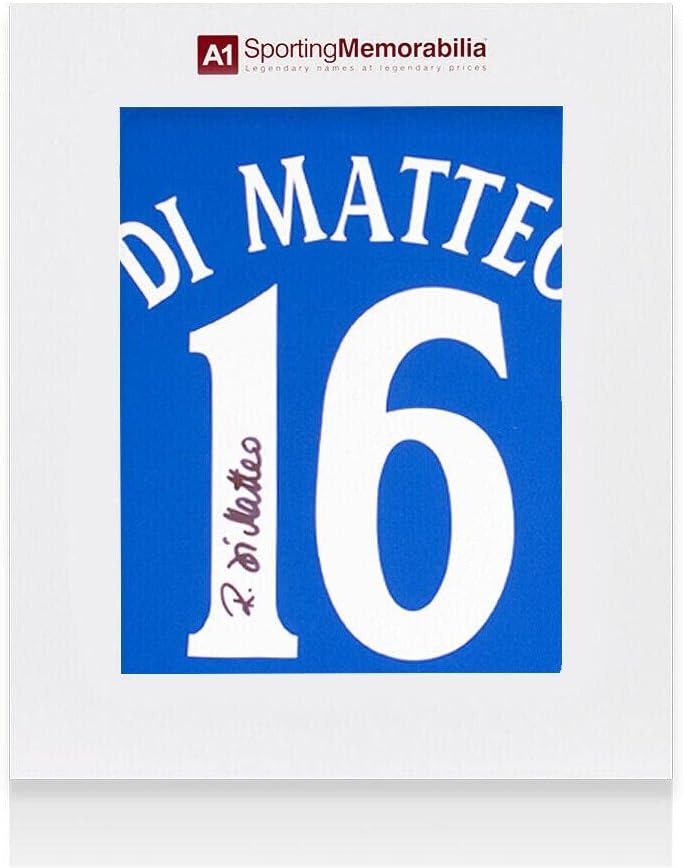 Roberto Di Matteo Aláírt A Chelsea Póló - 2000, Szám A 16 - Díszdobozban - Dedikált Foci Mezek
