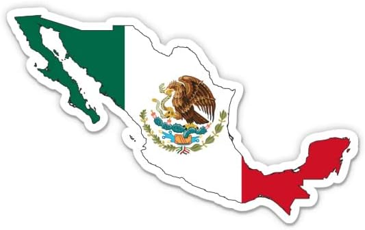Mexikó Mexikói Zászló Ország Forma - 3 Vinyl Matrica - Autós Laptop Víz Üveg Telefon - Vízálló Matrica