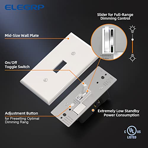 ELEGRP Kapcsoló Dimmer Kapcsoló, Szabályozható LED, kompakt fénycsövek, illetve Izzó Fény, Lámpa, Izzó, Egyetlen Pole-vagy