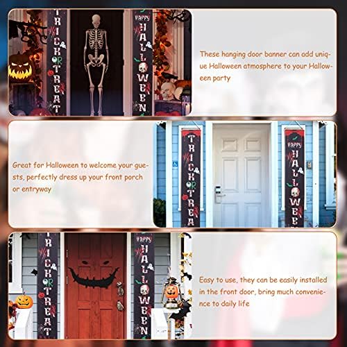 NOLITOY 6 Beállítja Dekoratív Ajtót Tornácon Banner Kezelésére vagy Dekoráció Jel Pók Kísértetjárta Rímpár Halloween Szellem