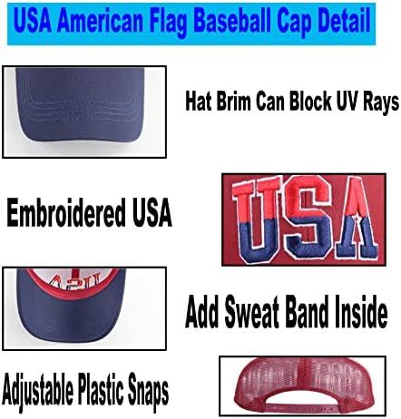 Fxbwhtey Amerikai Zászló Baseball Sapkák, a Férfiak, Nők, USA Kamionos Sapka, Hímzett Állítható Mosott Pamut Háló Snapback