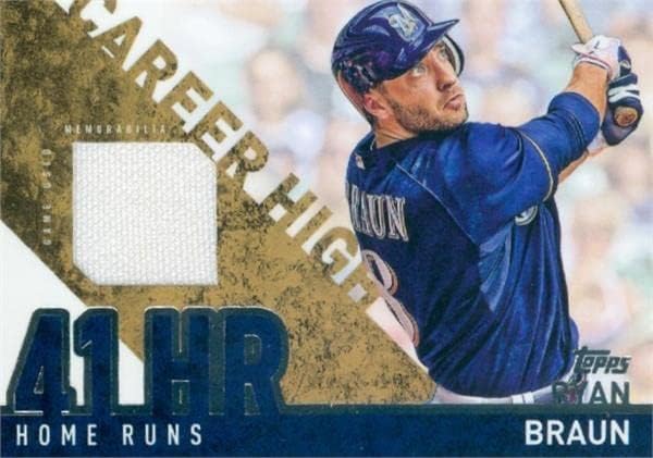 Ryan Braun játékos kopott jersey-i javítás baseball kártya (Milwaukee Brewers) 2015 Topps Karrier Magas CRHRB - MLB Meccset