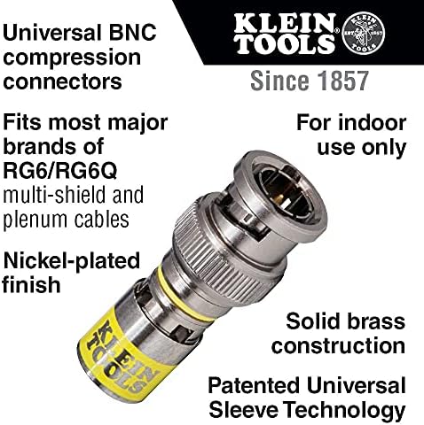 Klein Eszközök VDV813-613 BNC-Csatlakozó RG6/6Q Koaxiális Kábel, Univerzális Tömörítés Csatlakozók, Férfi, 35-Pack