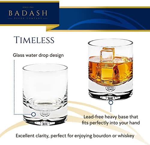 Badash Galaxy Kristály Régi Szemüveg - Készlet 4 Szájjal Fújt, ólommentes Kristály - 4 oz. Sziklák pohár Whisky, Whiskey-t,