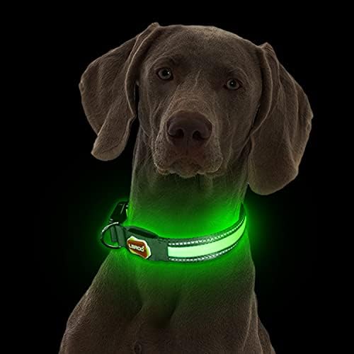 LaRoo LED Nyakörv, Újratölthető Nylon Fény Kutya Nyakörvek, Állítható Izzó Pet Led Nyakörvek a Kicsi Közepes Nagy Kutyák