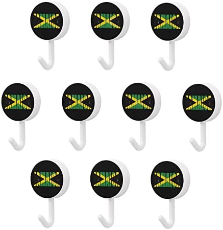 Jamaikai Ország Zászló Kerek Műanyag Kampó Újrafelhasználható Ragasztó Kampó Lóg a Fal Horgok Konyha, Fürdőszoba 10 Csomag